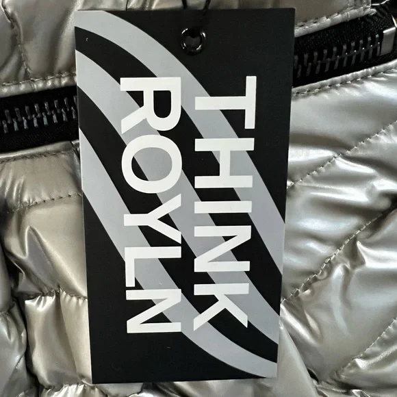 NWT THINK ROYLN Silver Shoulder Bag with Pleated Design - Picture 4 of 8